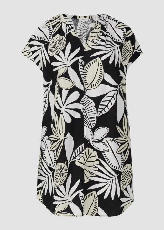 Blusenkleid aus Leinenmix mit Eingrifftaschen