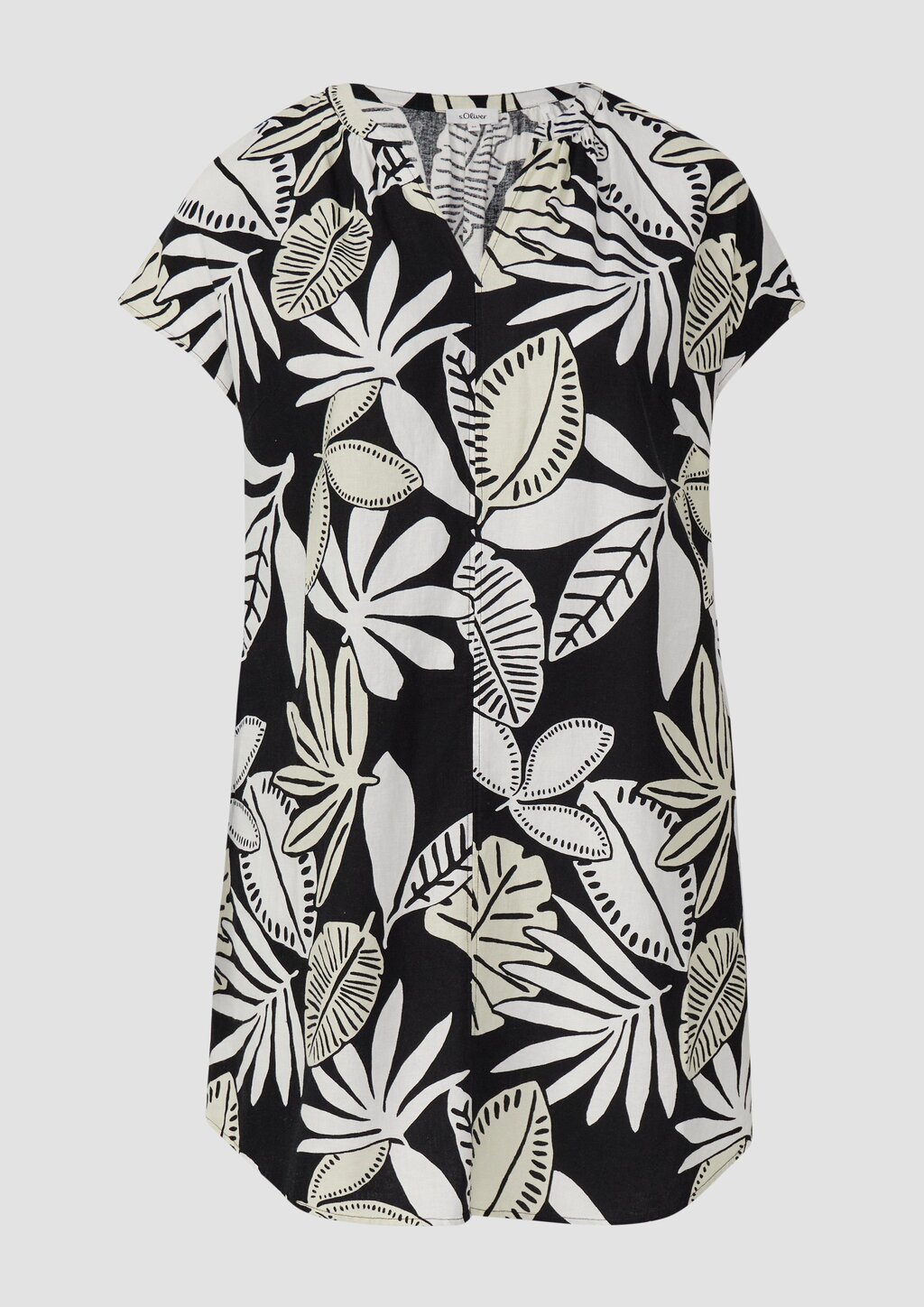 Blusenkleid aus Leinenmix mit Eingrifftaschen