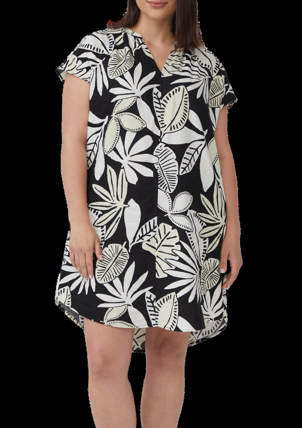 Blusenkleid aus Leinenmix mit Eingrifftaschen