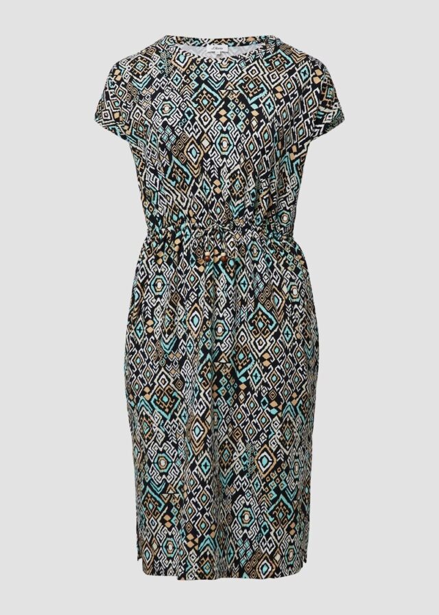 Midikleid aus Baumwollstretch mit Taillenzug