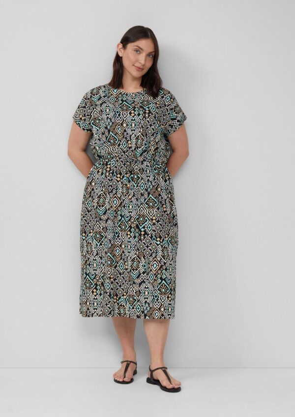 Midikleid aus Baumwollstretch mit Taillenzug