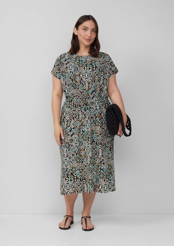 Midikleid aus Baumwollstretch mit Taillenzug