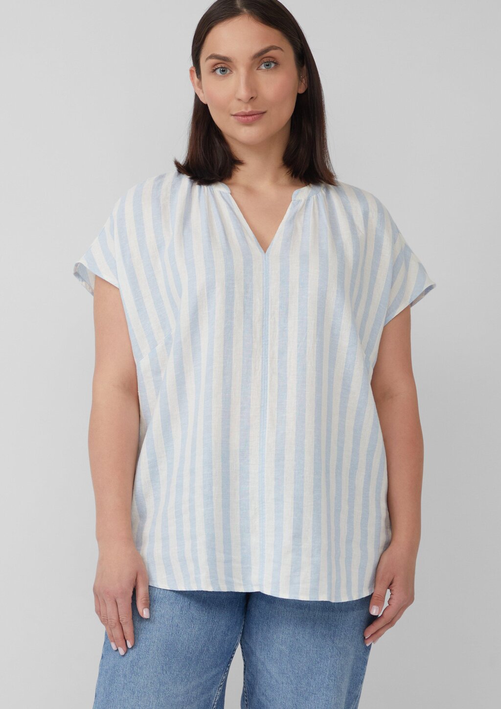 Ärmellose Bluse aus Leinenmix im Relaxed Fit