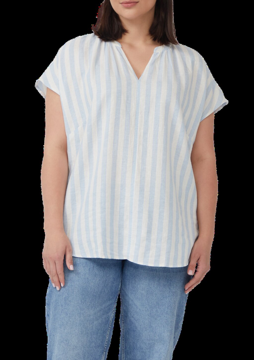 Ärmellose Bluse aus Leinenmix im Relaxed Fit