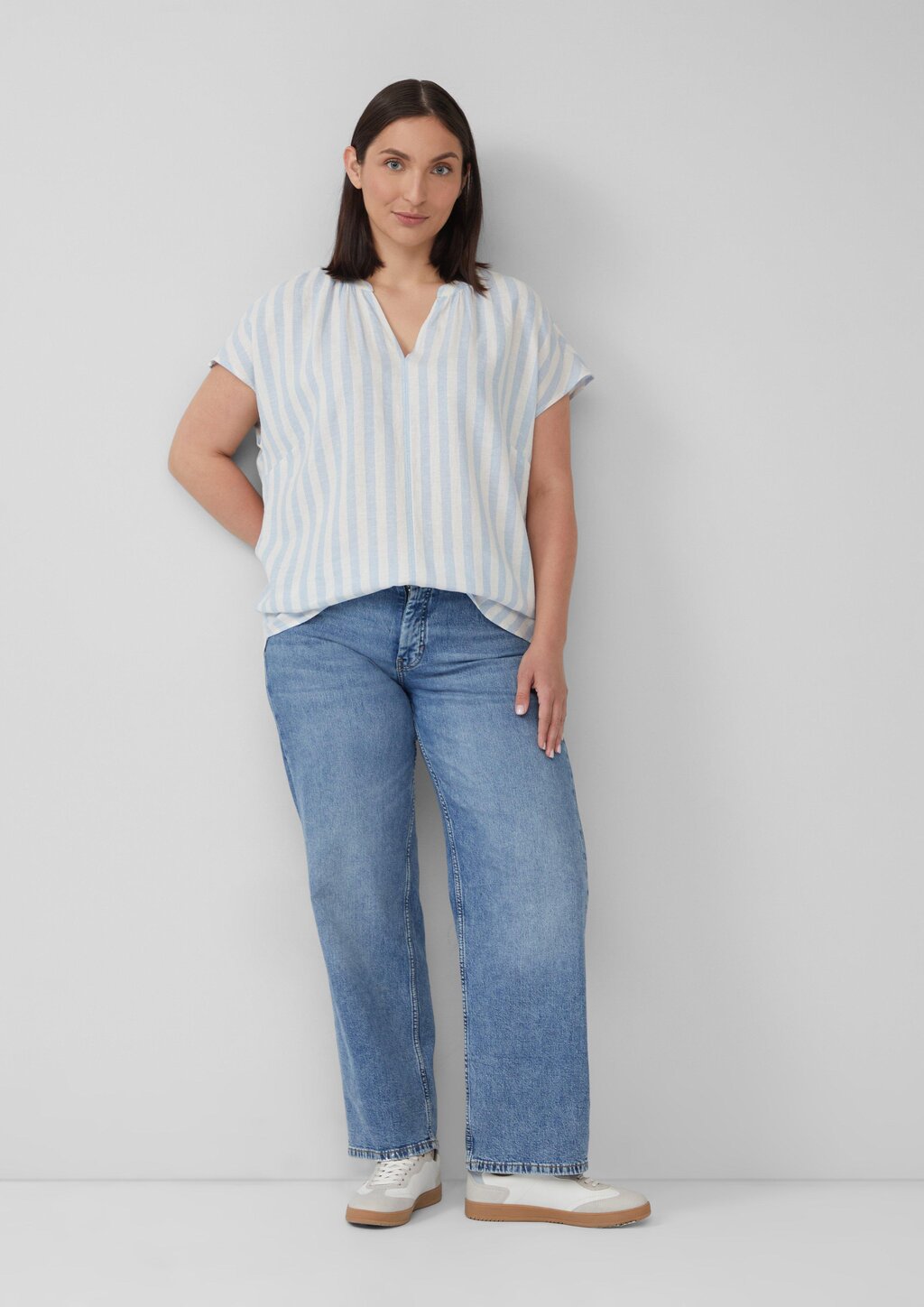 Ärmellose Bluse aus Leinenmix im Relaxed Fit