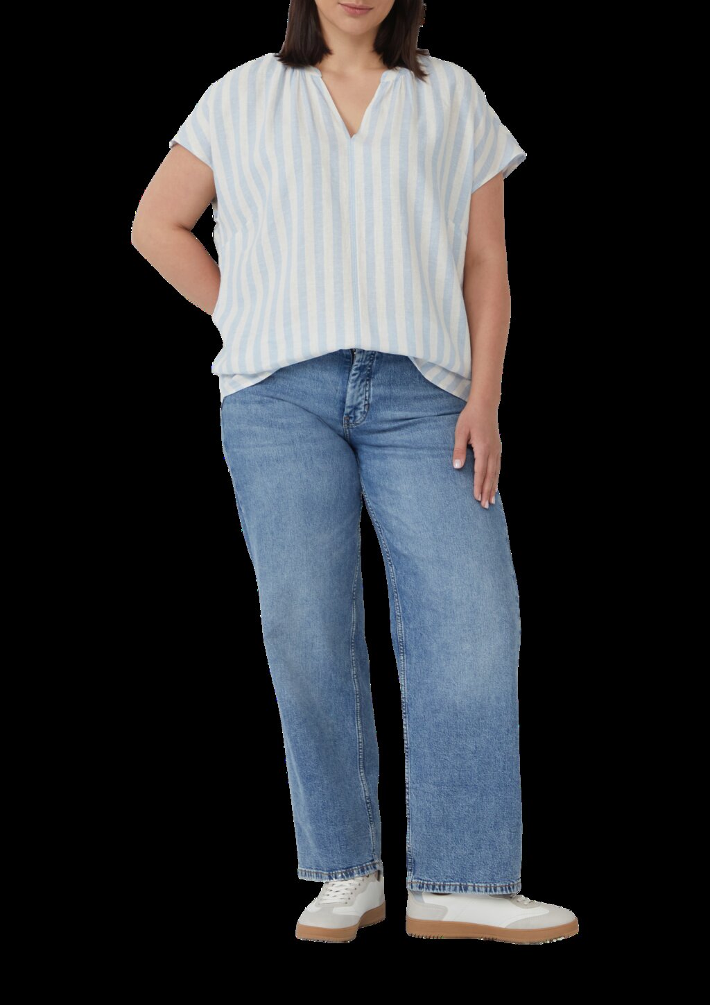 Ärmellose Bluse aus Leinenmix im Relaxed Fit