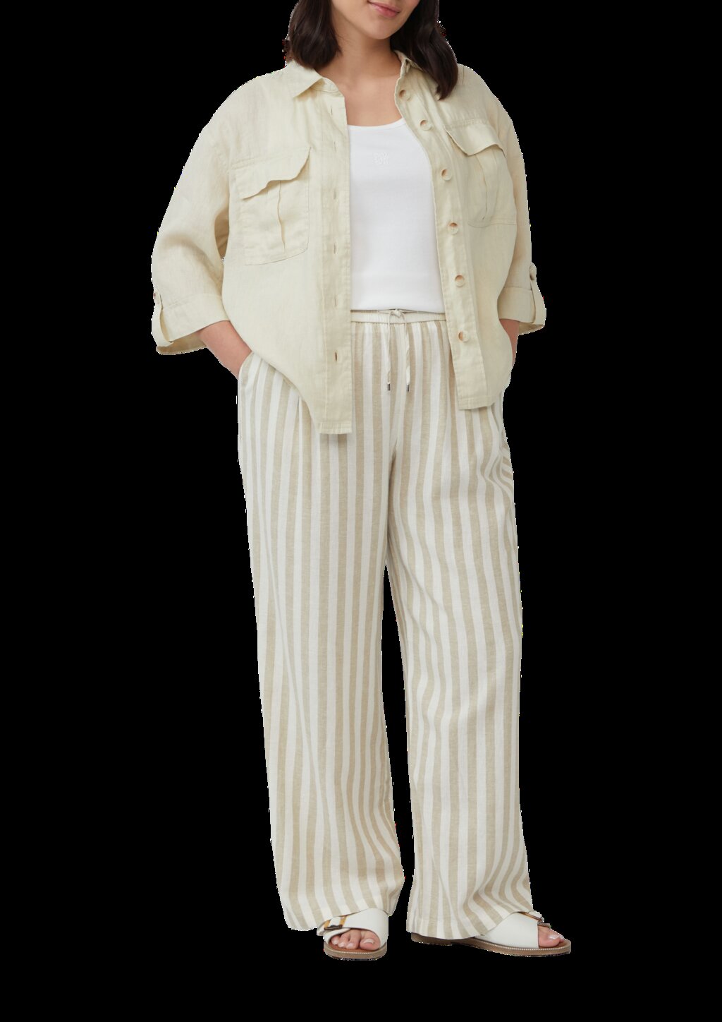 Leichte Leinenmix-Hose mit Elastikbund