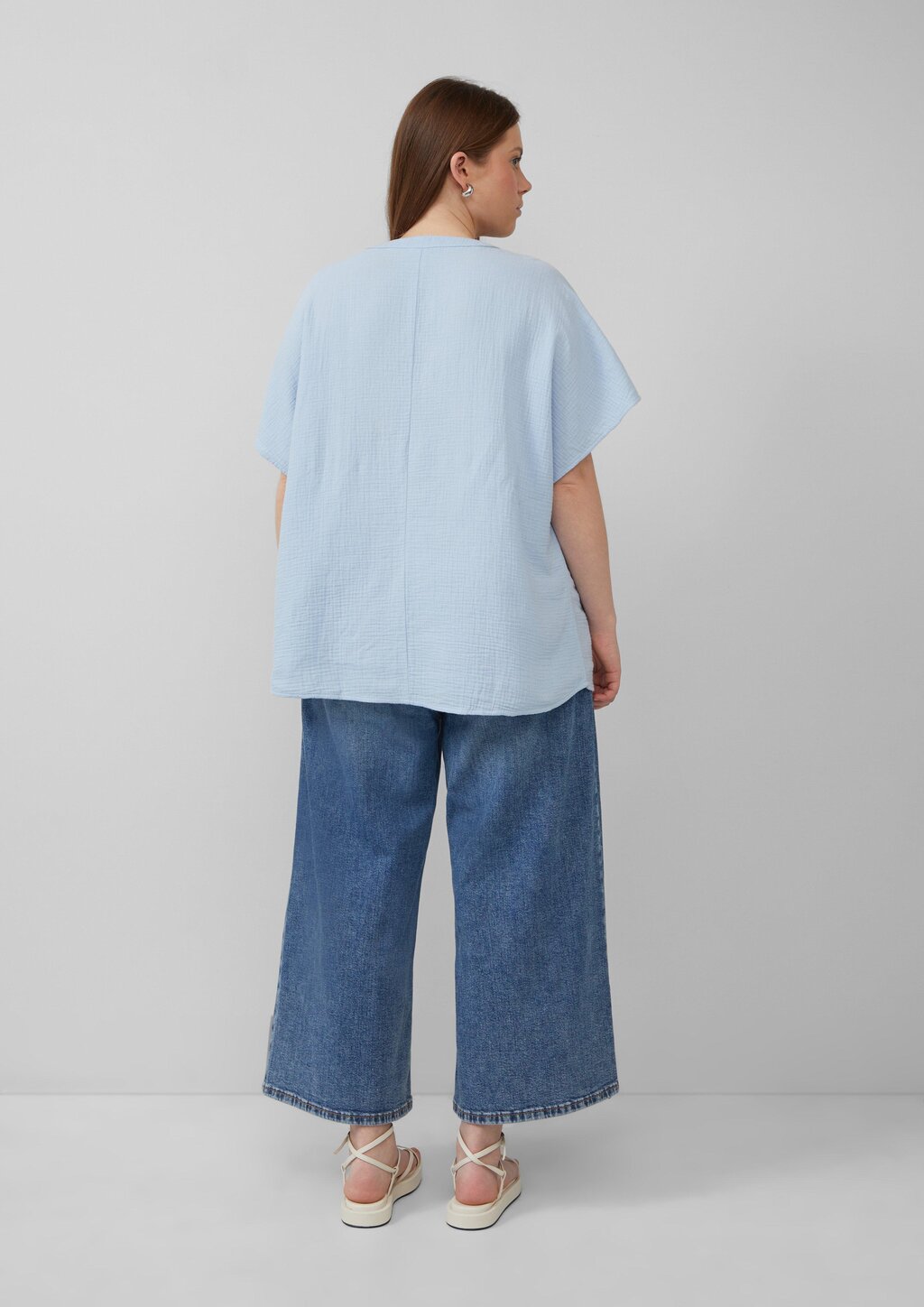 Doubleface-Bluse mit Raffung