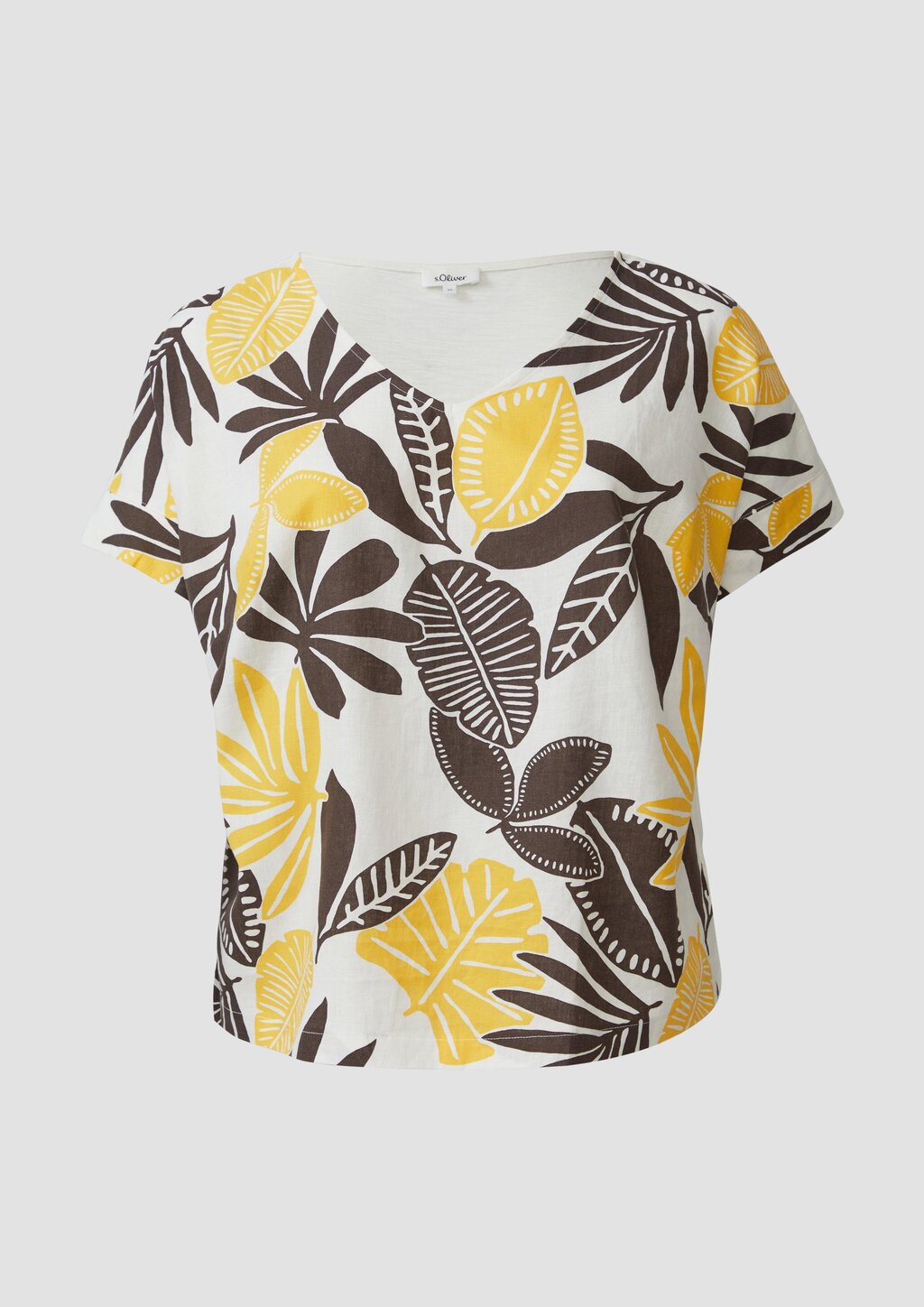 T-Shirt im Fabricmix mit Leinenanteil