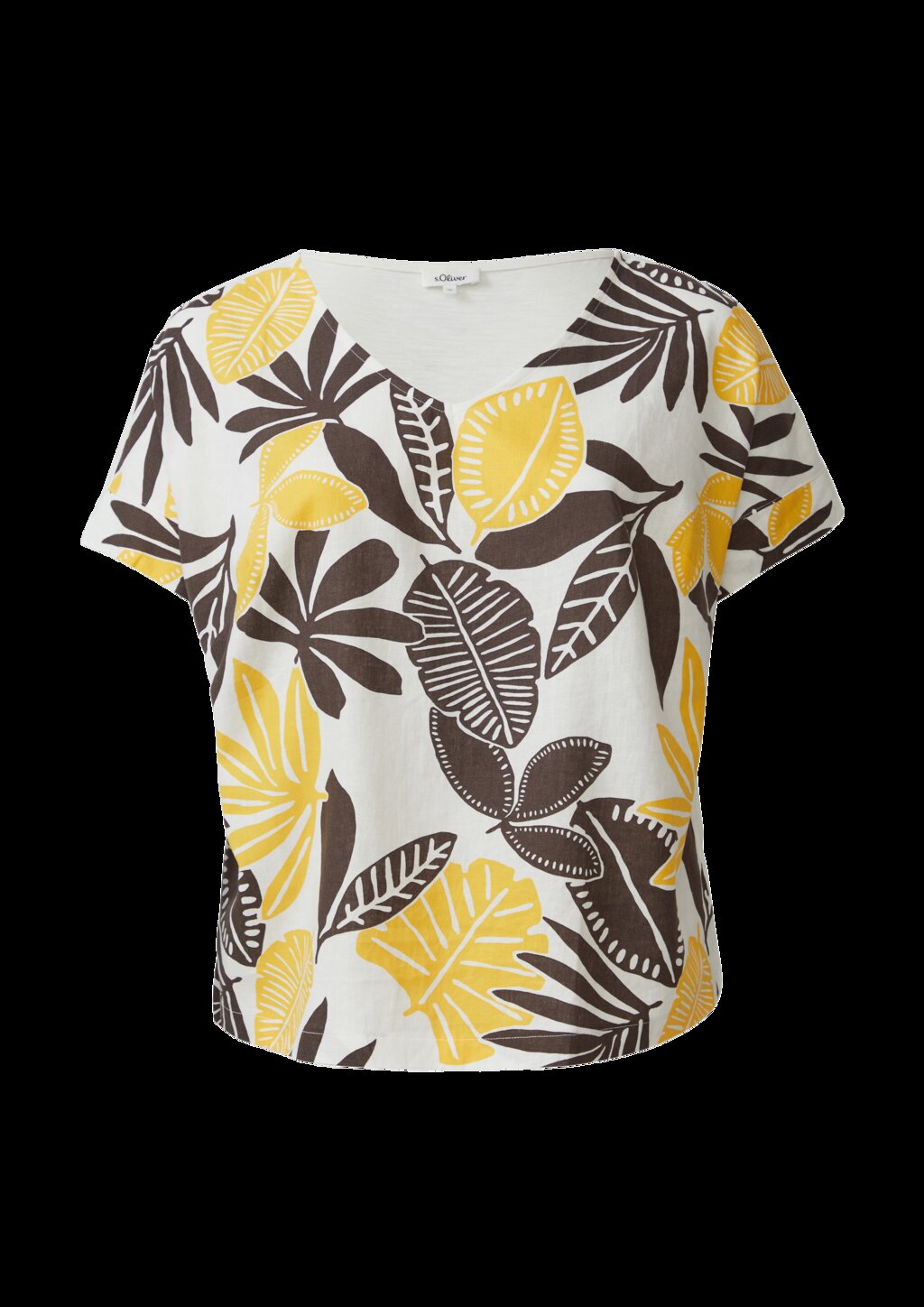 T-Shirt im Fabricmix mit Leinenanteil