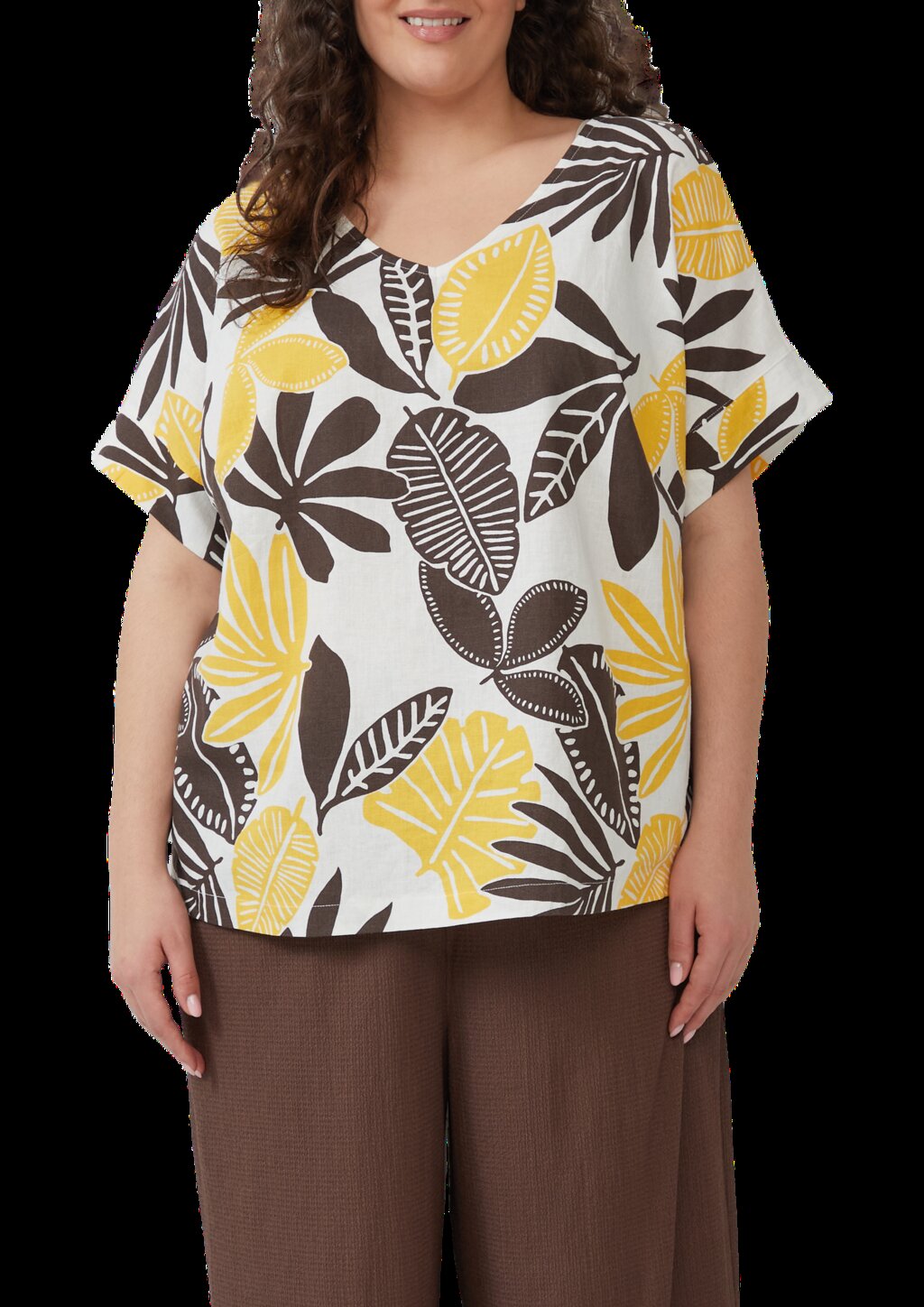 T-Shirt im Fabricmix mit Leinenanteil