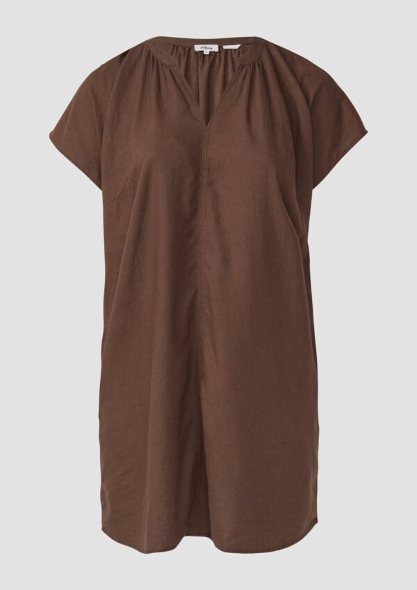 Midi-Kleid aus Leinenmix mit Eingrifftaschen