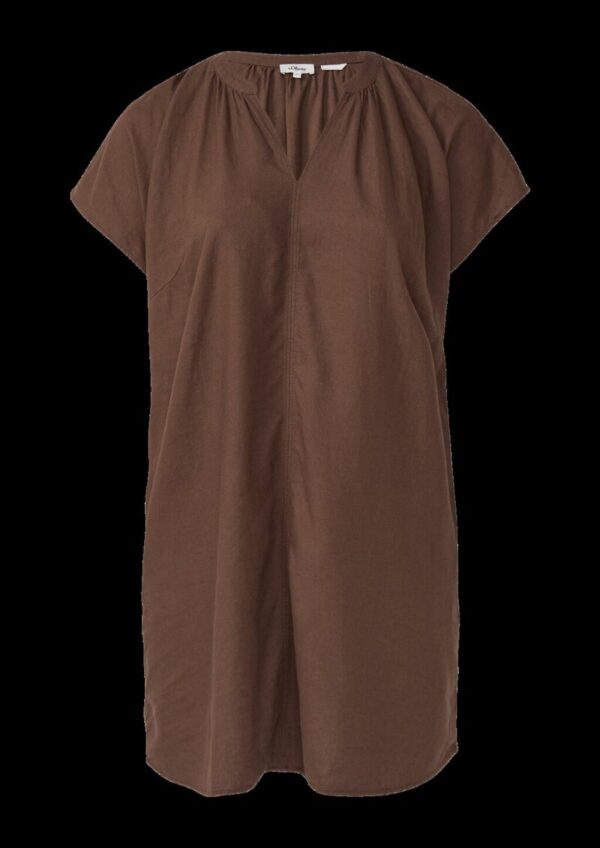 Midi-Kleid aus Leinenmix mit Eingrifftaschen