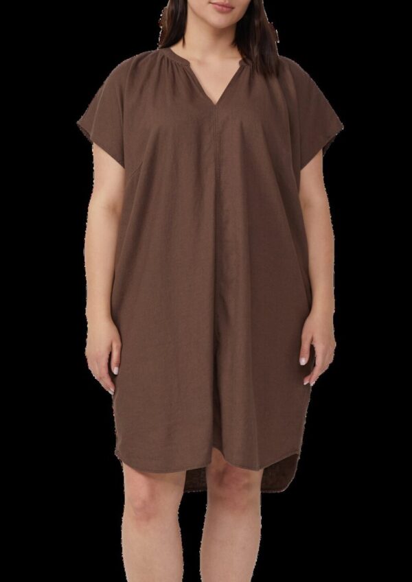 Midi-Kleid aus Leinenmix mit Eingrifftaschen