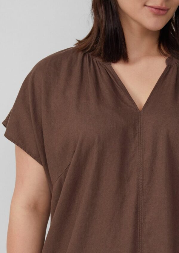 Midi-Kleid aus Leinenmix mit Eingrifftaschen