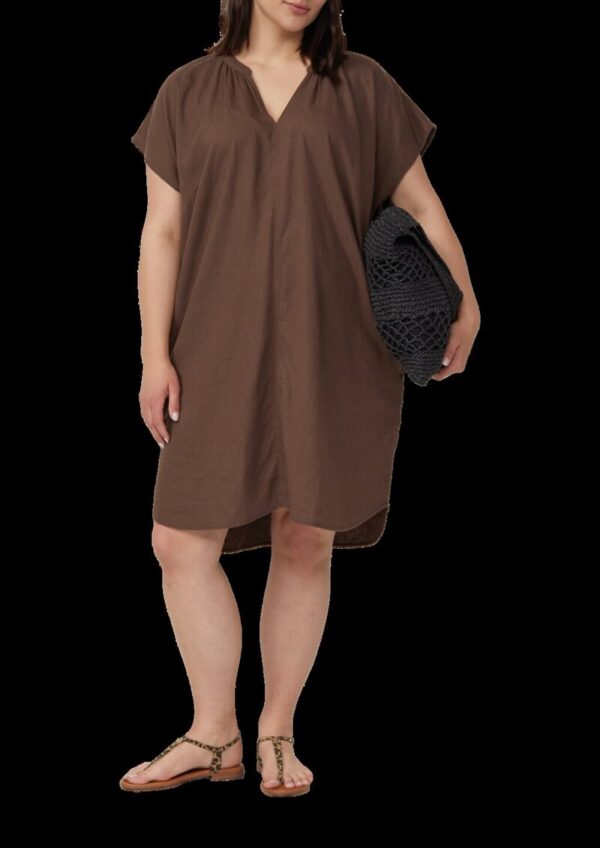 Midi-Kleid aus Leinenmix mit Eingrifftaschen