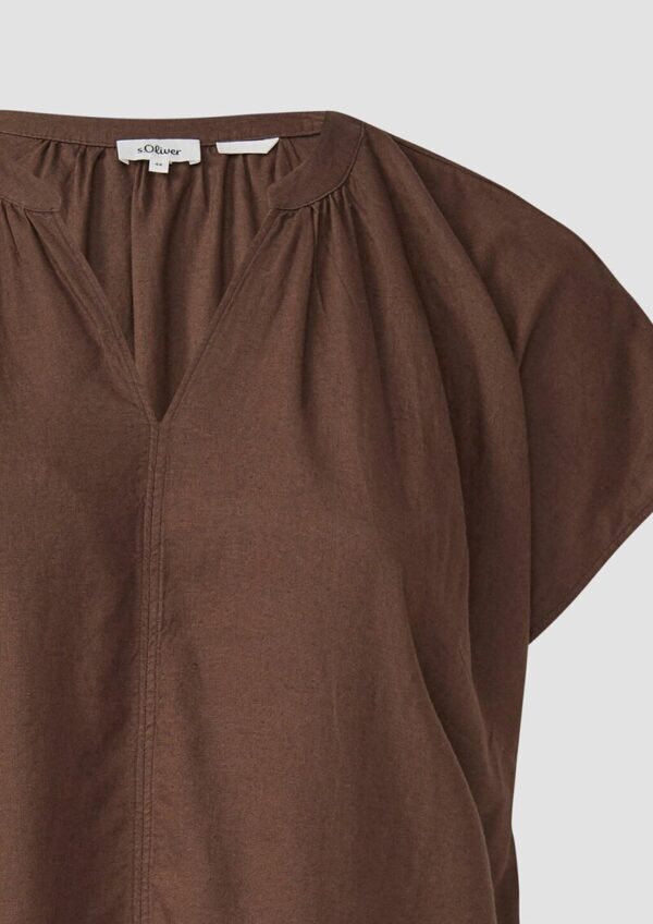 Midi-Kleid aus Leinenmix mit Eingrifftaschen