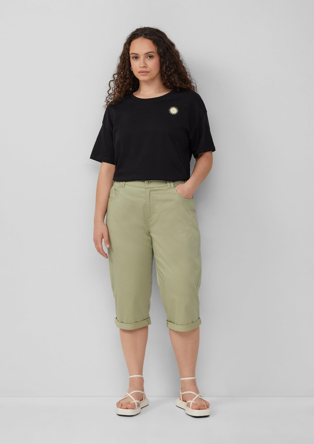 Capri-Hose aus Baumwoll-Elasthan-Mischung