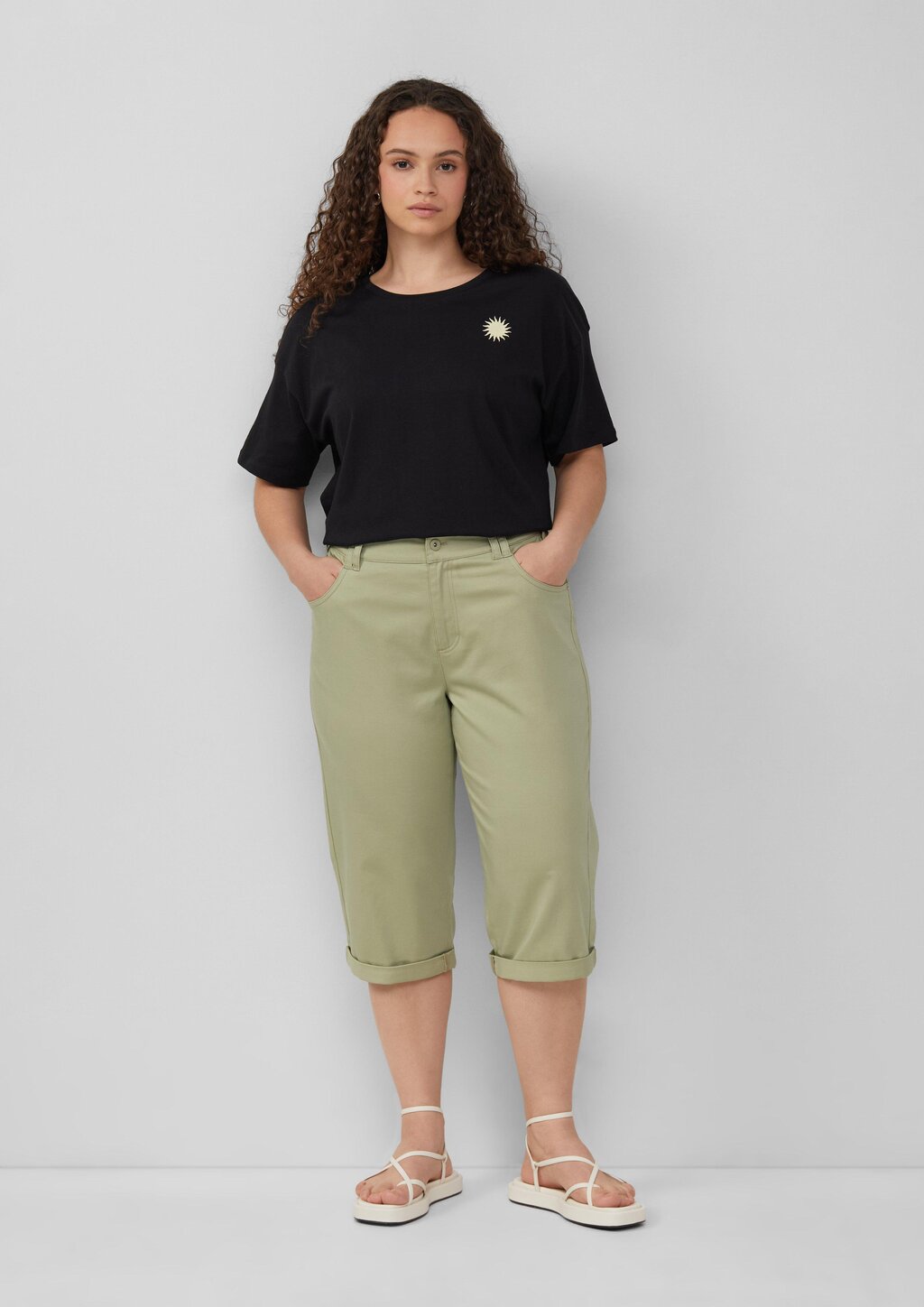 Capri-Hose aus Baumwoll-Elasthan-Mischung