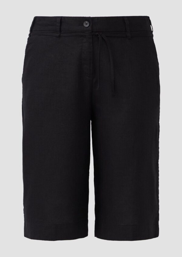 Leinen-Bermuda mit Formbund und Bindegürtel