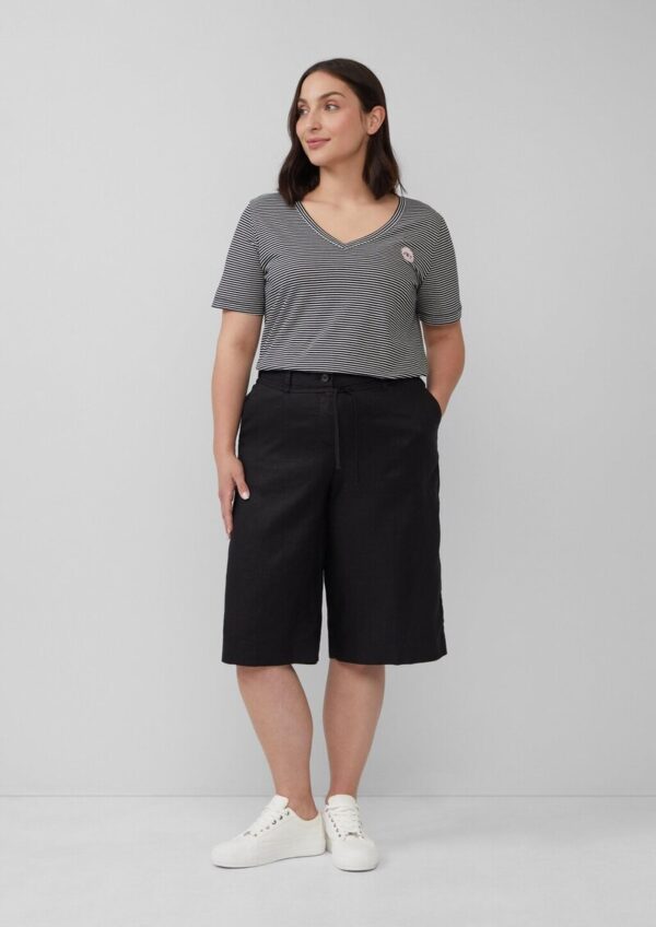 Leinen-Bermuda mit Formbund und Bindegürtel