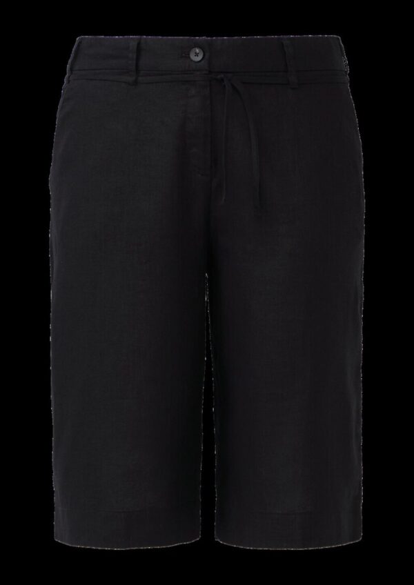 Leinen-Bermuda mit Formbund und Bindegürtel