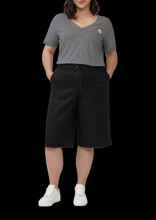 Leinen-Bermuda mit Formbund und Bindegürtel