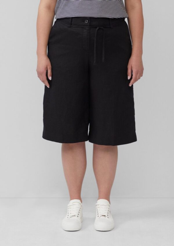 Leinen-Bermuda mit Formbund und Bindegürtel