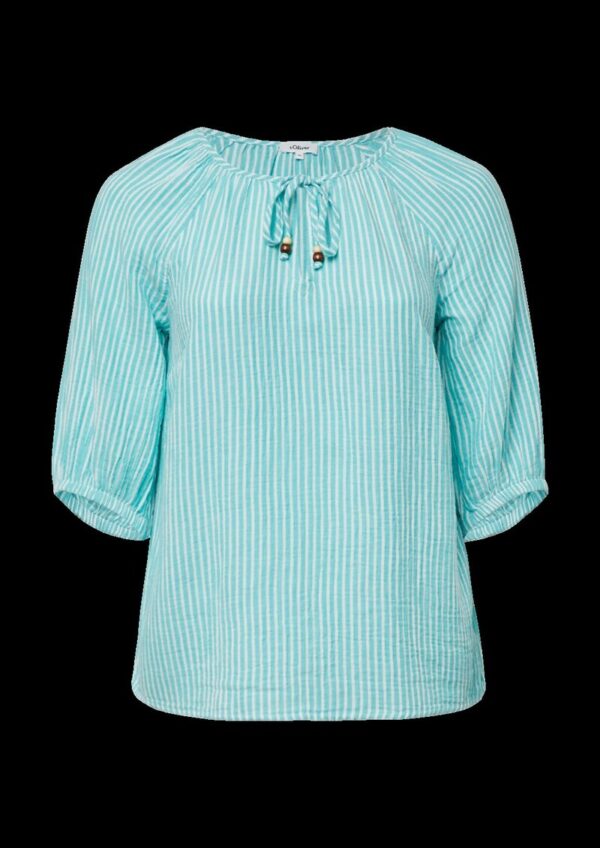 Musselin-Bluse mit Raglanärmeln und Raffung