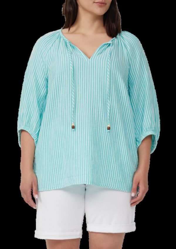 Musselin-Bluse mit Raglanärmeln und Raffung