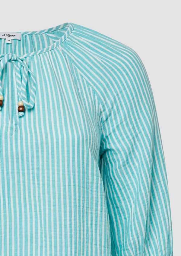 Musselin-Bluse mit Raglanärmeln und Raffung