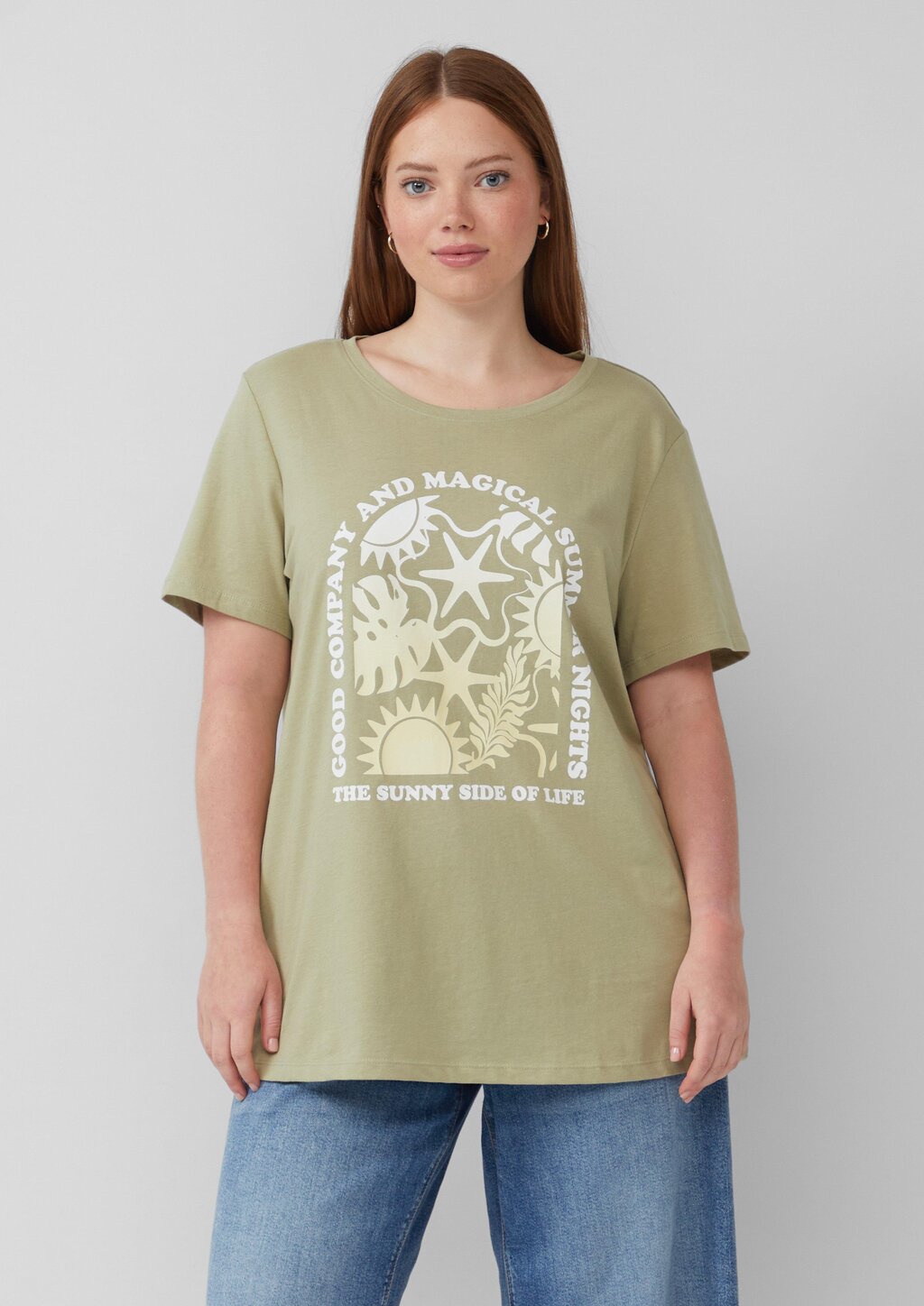 Baumwoll T-Shirt mit Frontprint