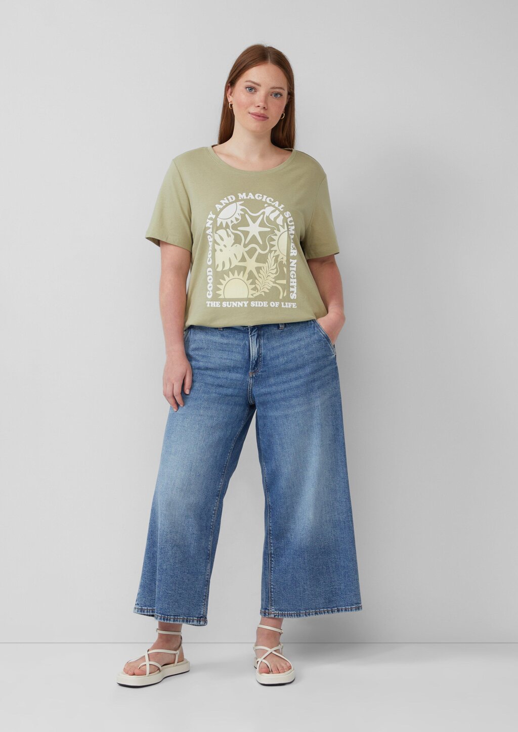 Baumwoll T-Shirt mit Frontprint