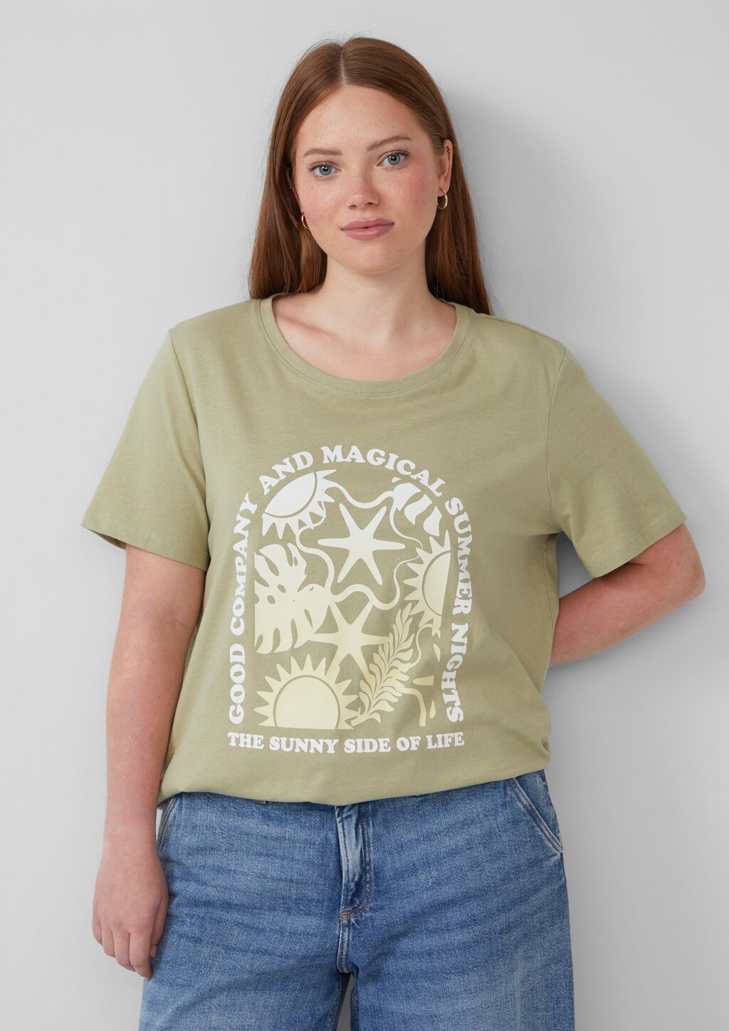 Baumwoll T-Shirt mit Frontprint