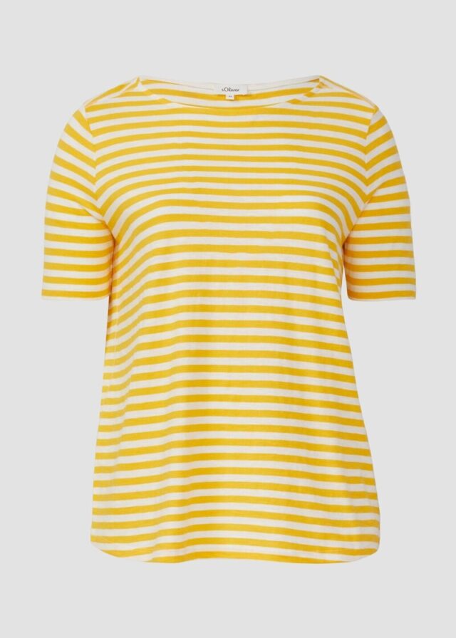 Gestreiftes T-Shirt mit Flammgarnstruktur