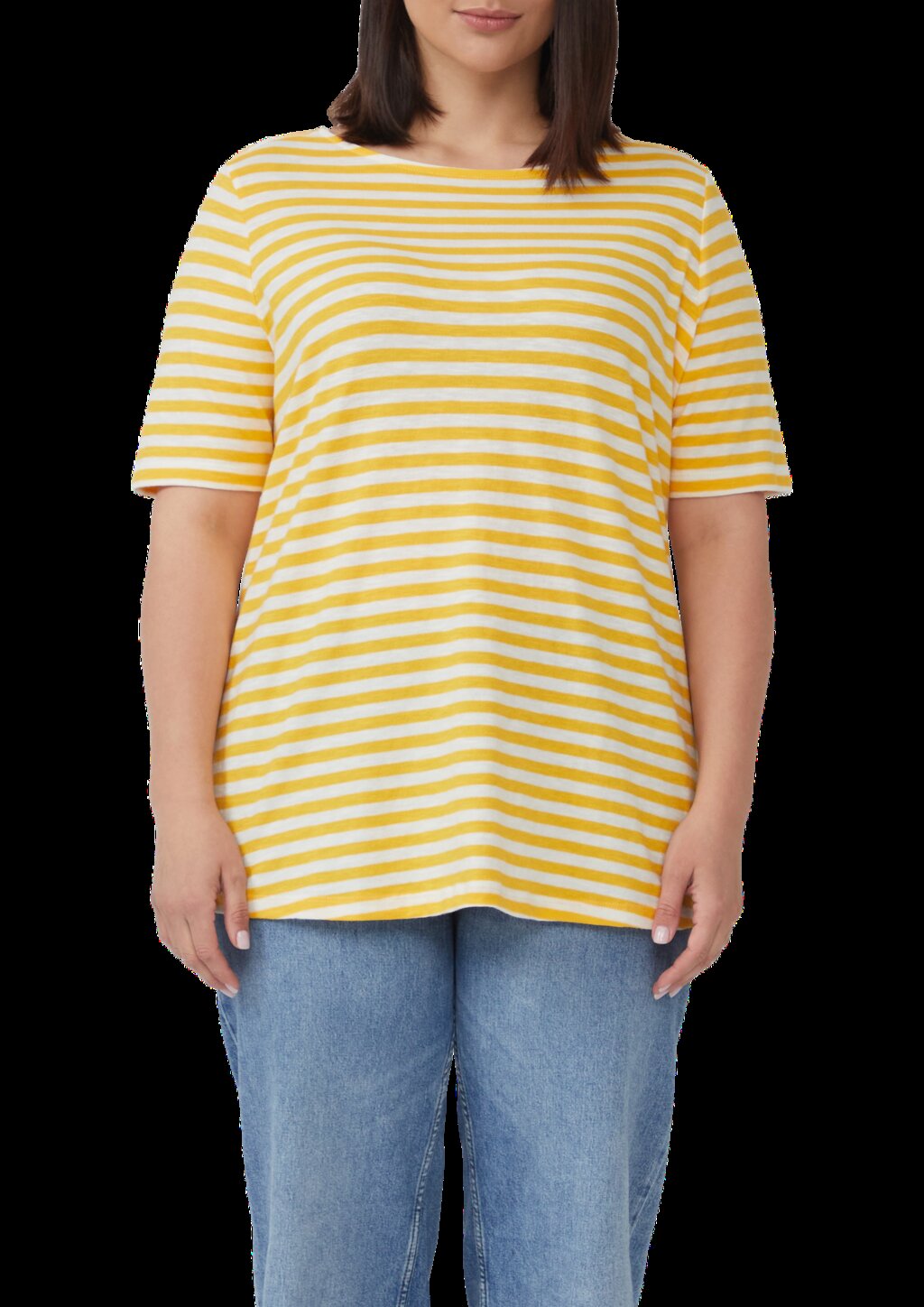 Gestreiftes T-Shirt mit Flammgarnstruktur