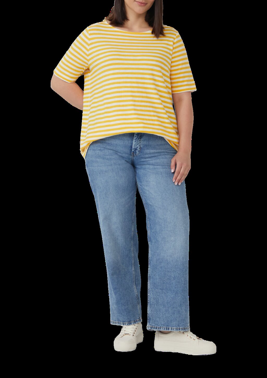 Gestreiftes T-Shirt mit Flammgarnstruktur