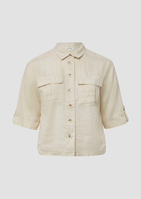 Leinen-Overshirt im Relaxed Fit mit weiten 3/4-Ärmeln