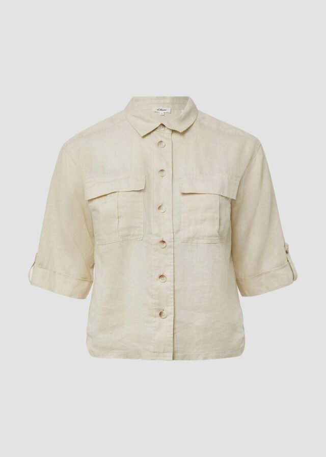 Leinen-Overshirt im Relaxed Fit mit weiten 3/4-Ärmeln