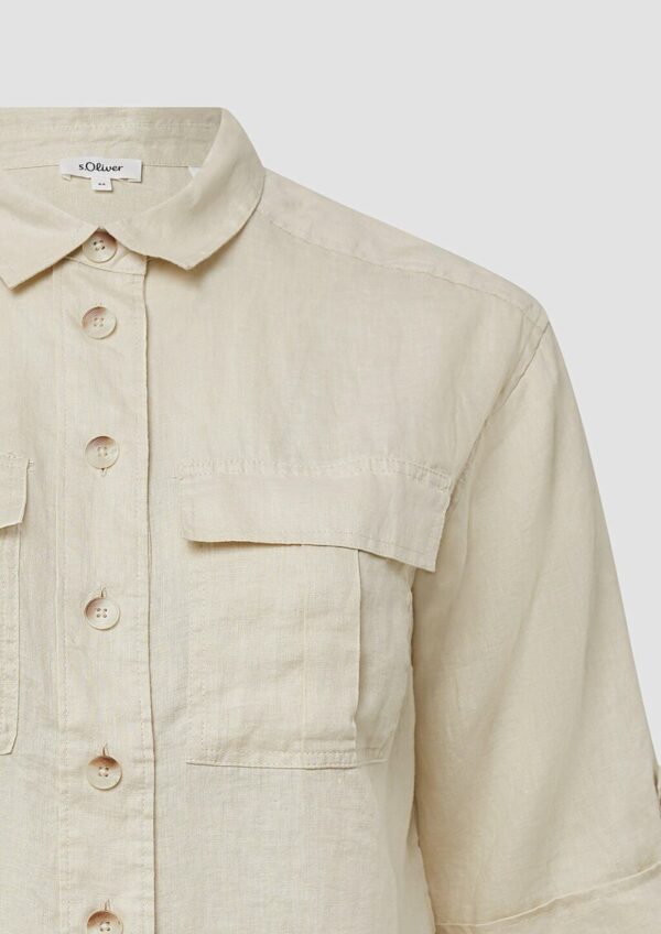 Leinen-Overshirt im Relaxed Fit mit weiten 3/4-Ärmeln