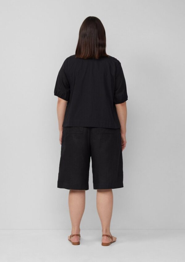 Baumwollbluse mit V-Ausschnitt und Puffärmeln