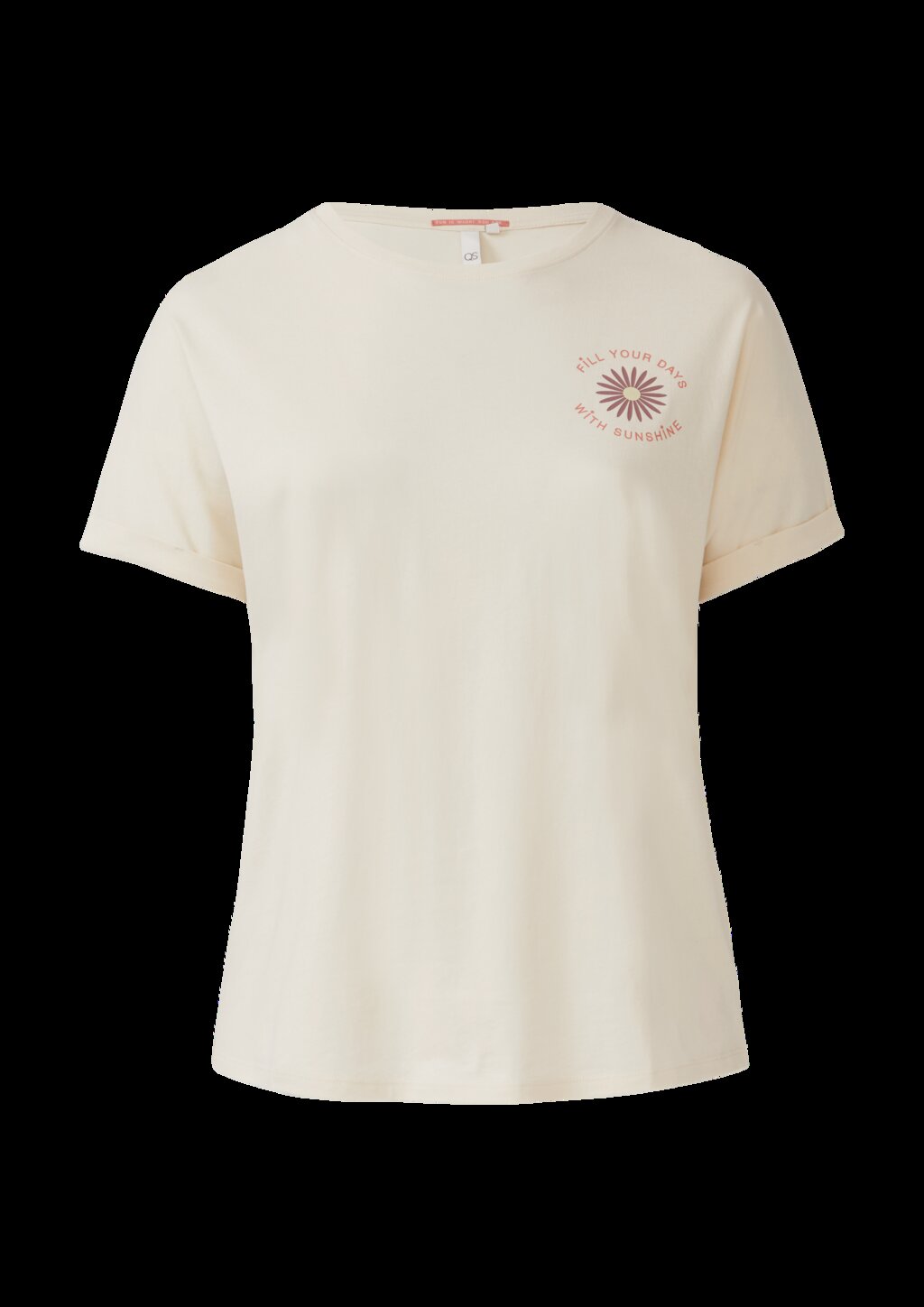 Lockeres T- Shirt mit Ärmelaufschlag und Frontprint