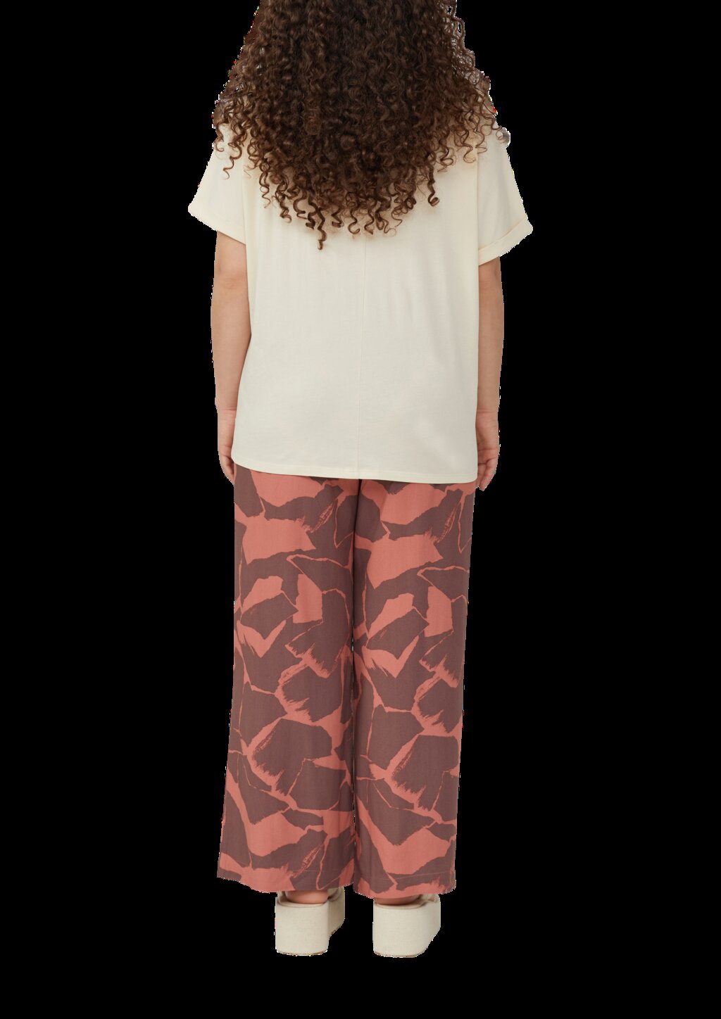 Lockeres T- Shirt mit Ärmelaufschlag und Frontprint