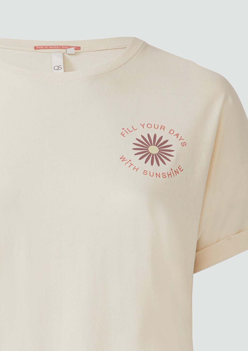 Lockeres T- Shirt mit Ärmelaufschlag und Frontprint