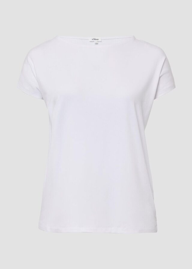 Fließendes Jersey-Shirt mit überschnittenen Schultern