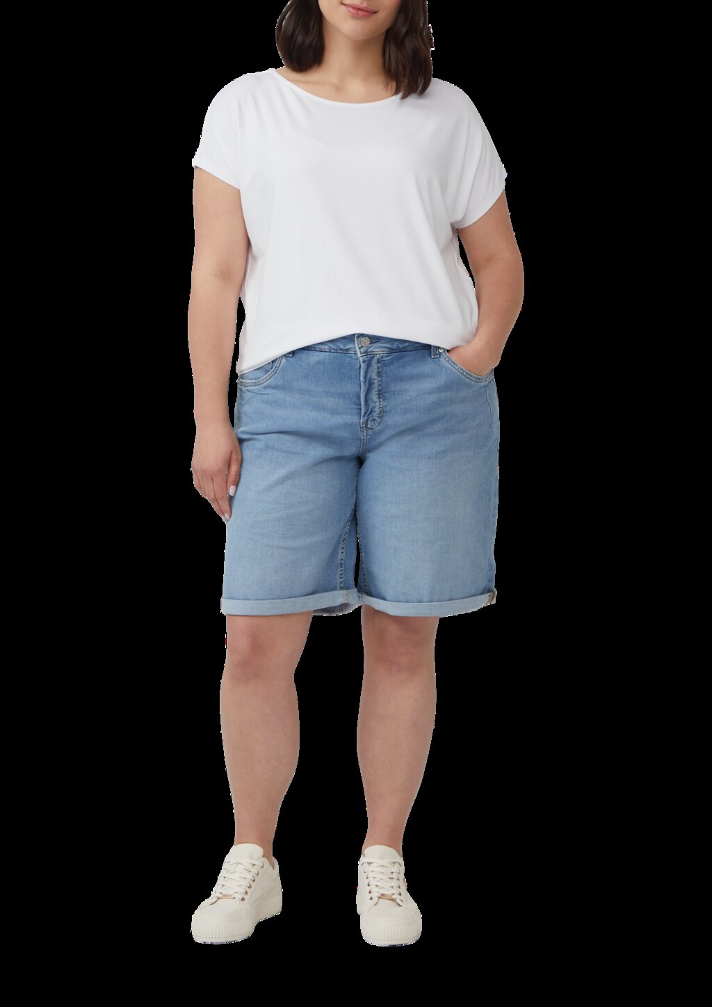 Fließendes Jersey-Shirt mit überschnittenen Schultern