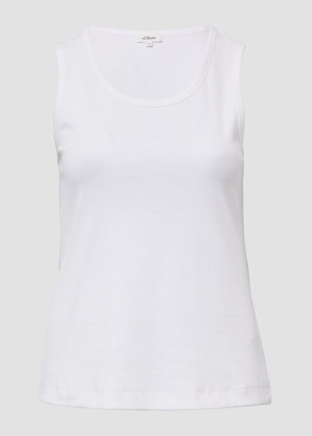 Ripp-Top im Slim Fit mit Stickerei