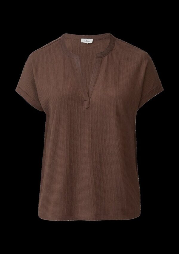 Strukturiertes T-Shirt im Relaxed Fit mit V-Ausschnitt