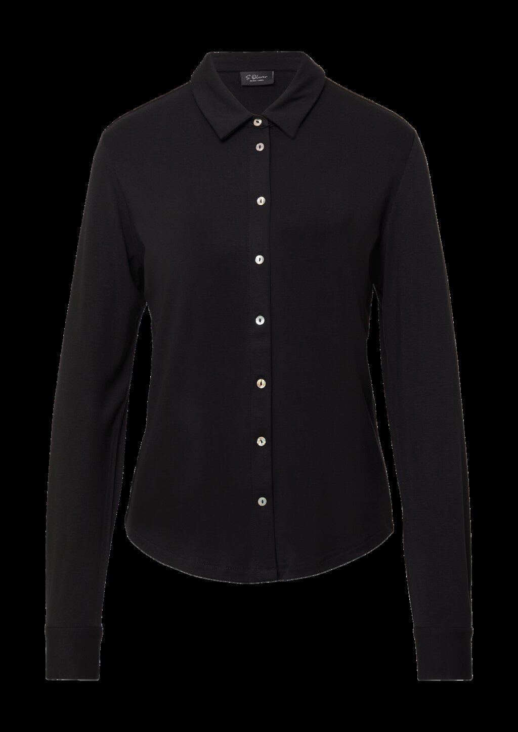 Jerseybluse mit Perlmuttknöpfen