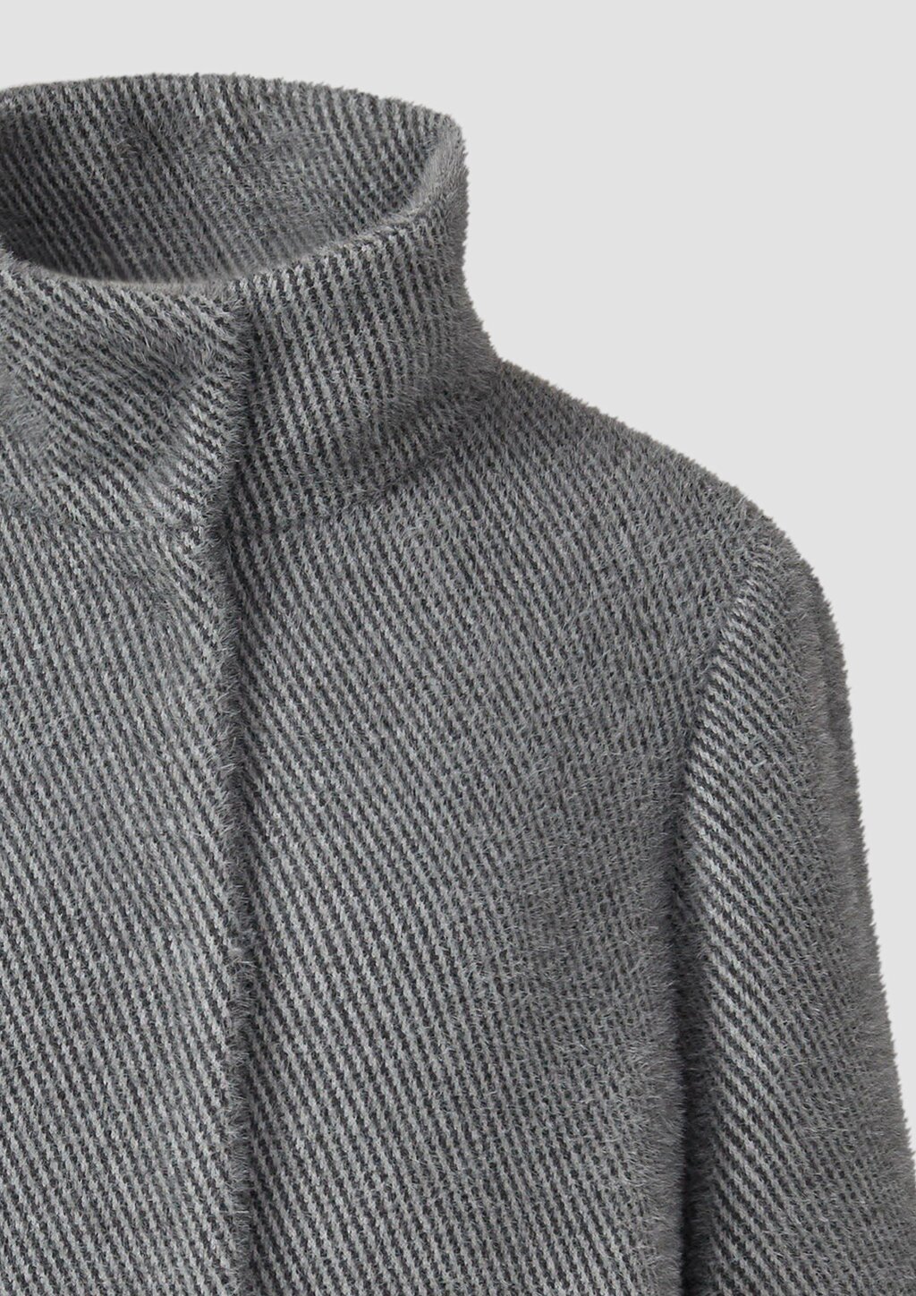 Flauschiger Mantel mit Stehkragen und Rippbündchen